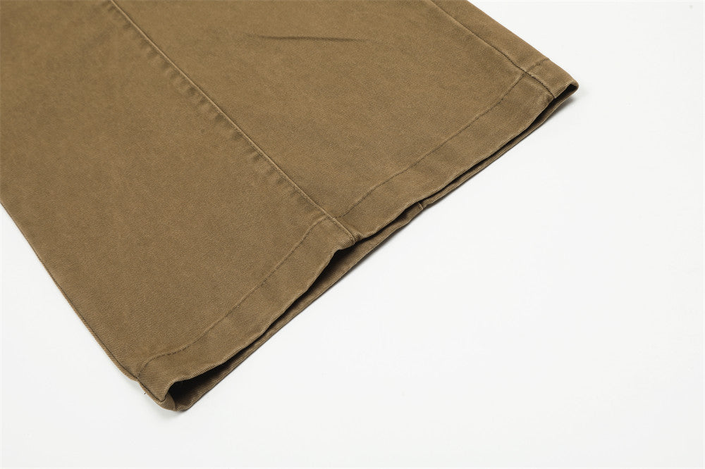Punk Washed And Worn Loose Straight Cargo Men Trousers