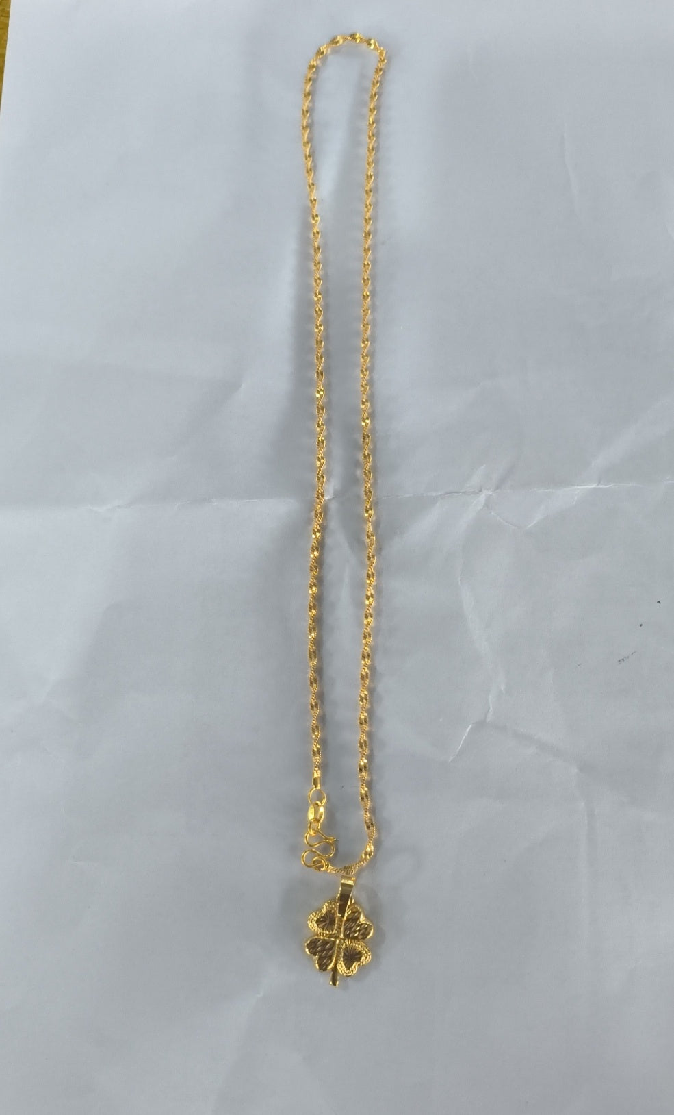 Gold-plated Brass Pendant Necklace For Women, Water Wave Textured Collarbone Chain