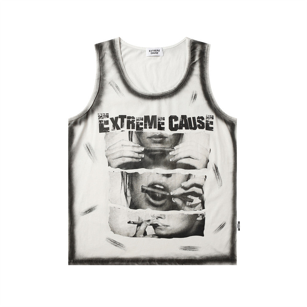 Punk Fashion Personalized Printing Casual Vest Men