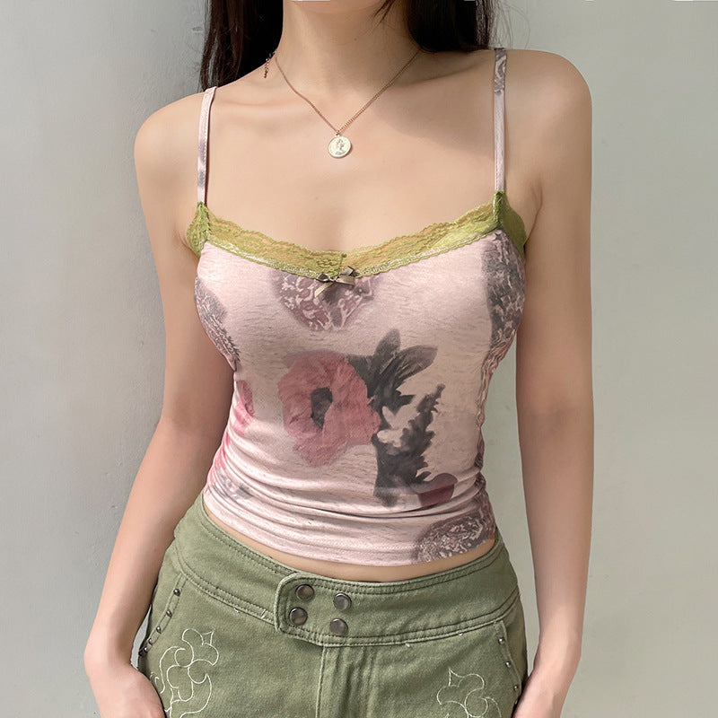 V-neck Backless Slim Fit Spaghetti-strap Camisole Top