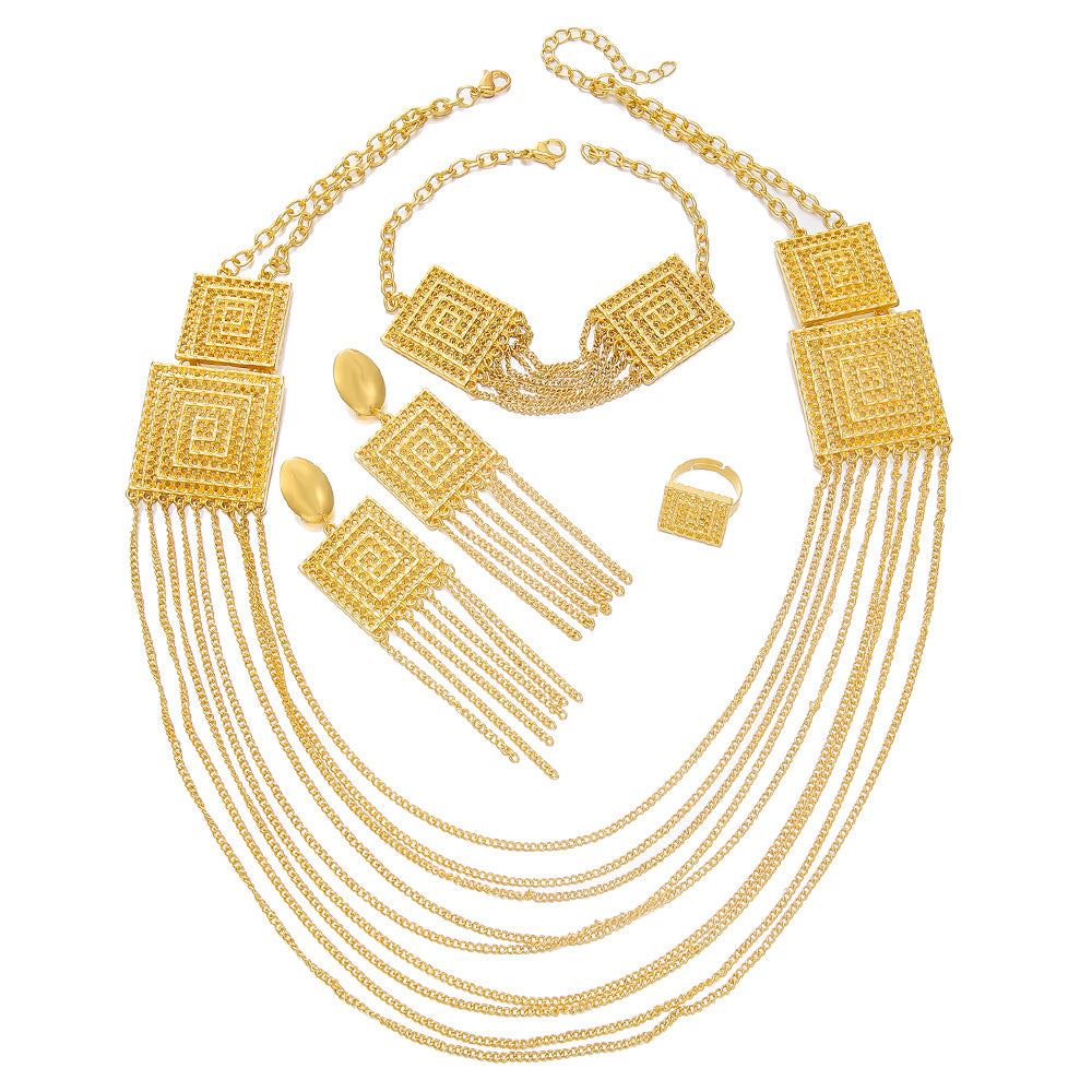 5pcs Fashion Ladies 18k Gold Plated Jewelry Set