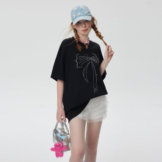 Men's Bow Rhinestone Short Sleeve Top