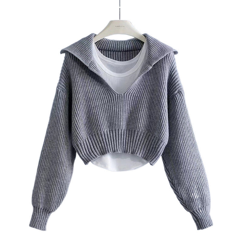 Sailor Collar Thick Loose Short Sweater