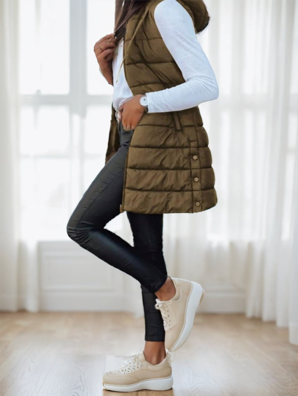 Women'S Elegant Hooded Puffer Vest