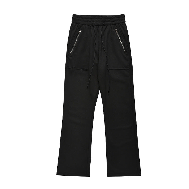 American-style Vintage Zipper Pocket Drawstring Sweatpants