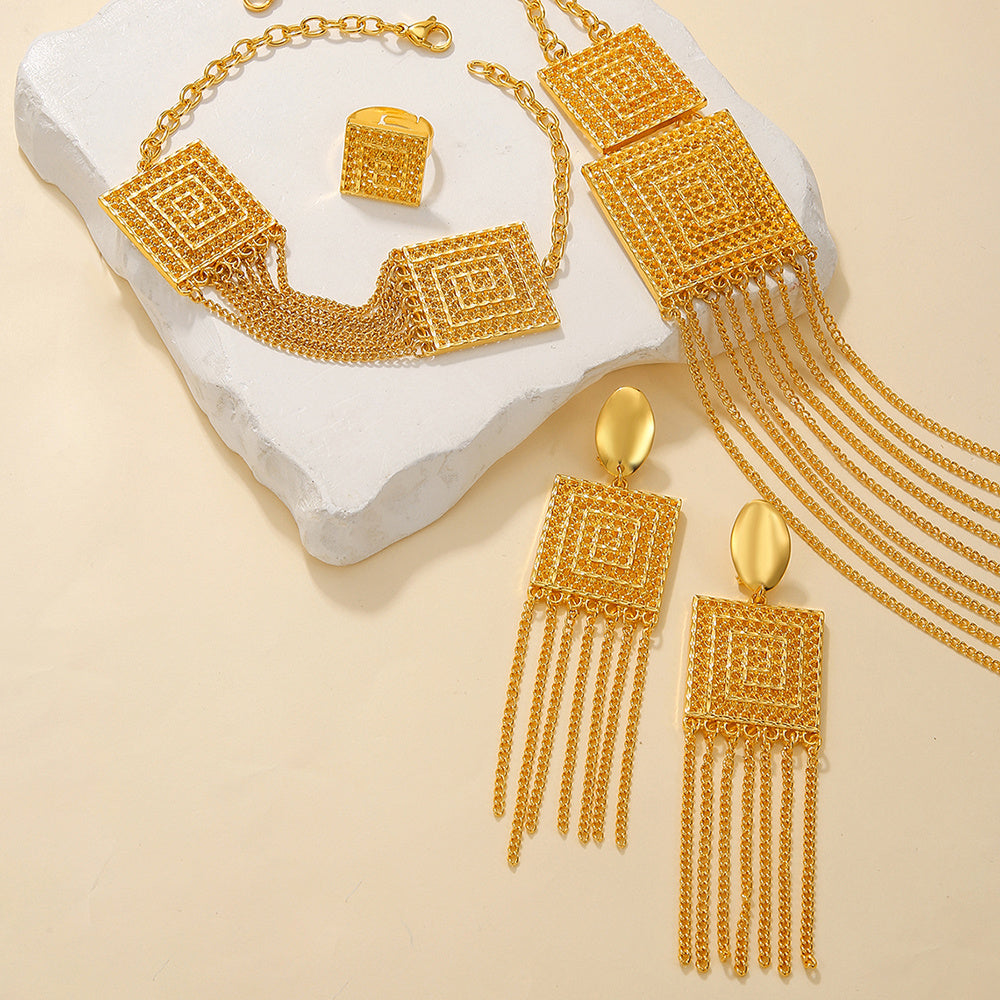 5pcs Fashion Ladies 18k Gold Plated Jewelry Set