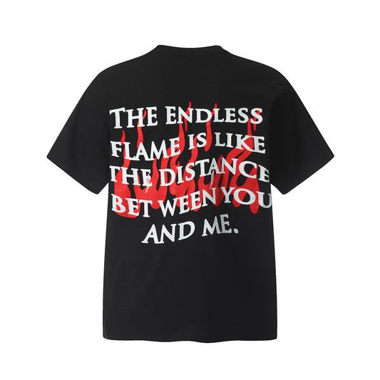Fashion Abstract Flame Letter Short Sleeve Men
