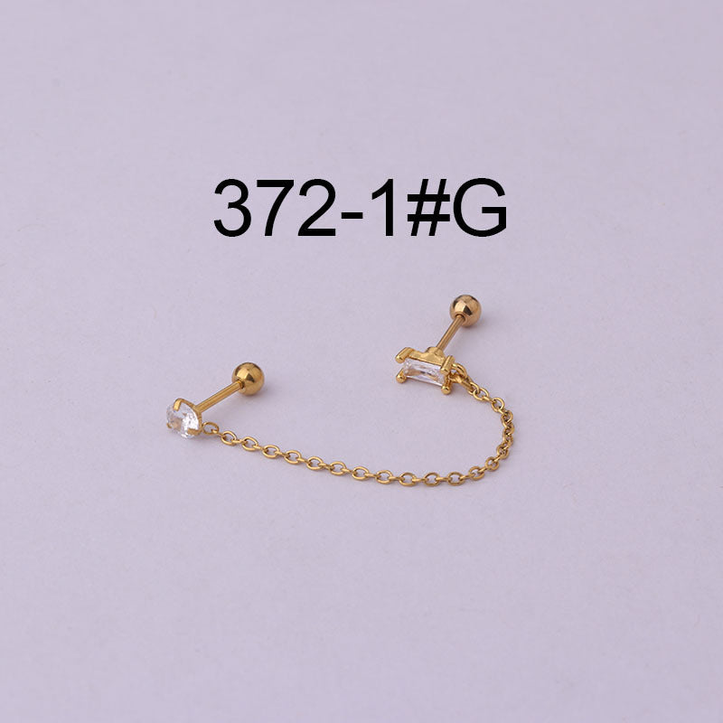 Thin Rod Stainless Steel Double Pierced Ear Bone Nails