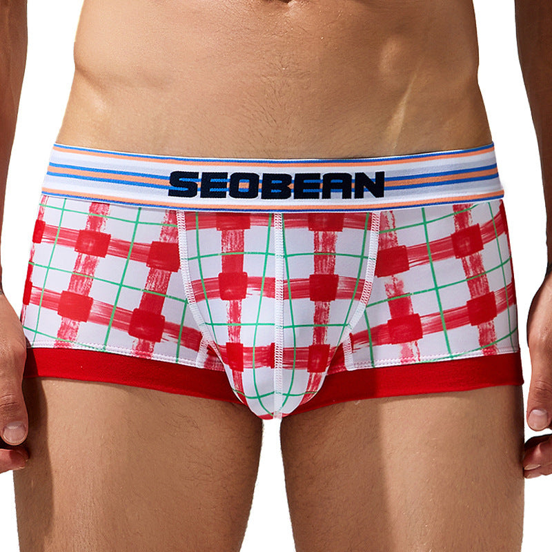 Fashion Personality Plaid Men's Low Waist Boxers