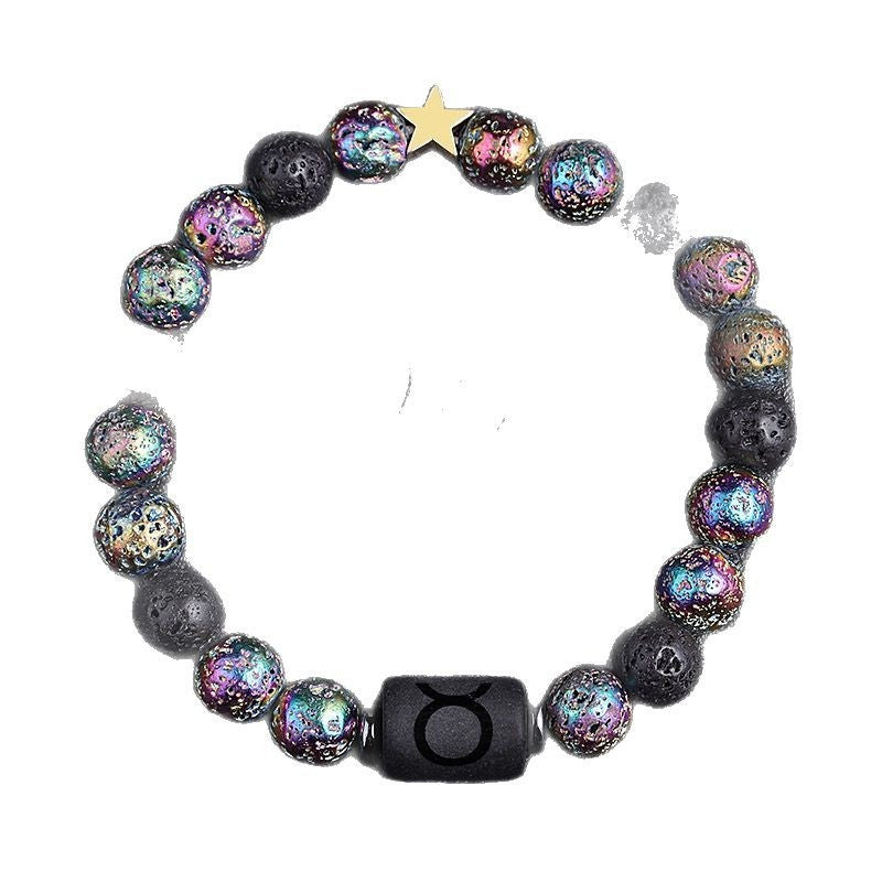 European And American Twelve Constellation Natural Stone Beaded Bracelet