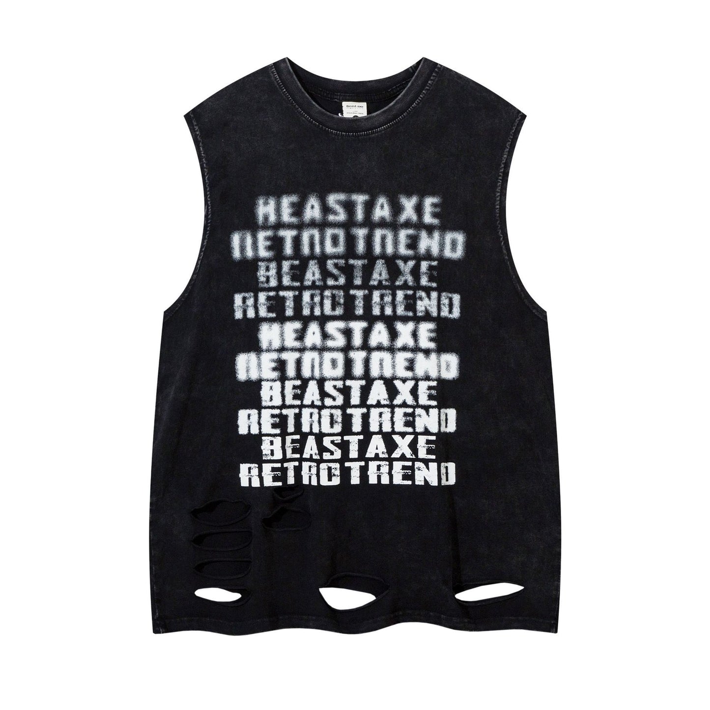 Ripped Letter-printing Loose Vest For Men