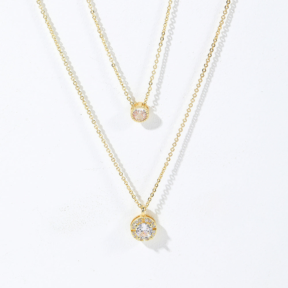 Sparkling Three-dimensional Zircon Pendant Necklace
