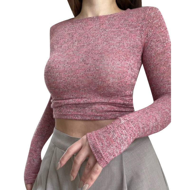 Women's Fashion Simple Slim Colored Long Sleeve Top