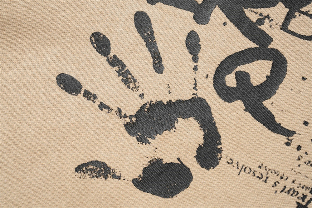 Palm Print Abstract Printing Short Sleeve Men