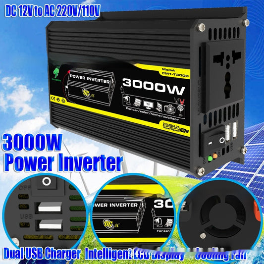 Inverter 12V To 220V110V3000W Vehicle Solar Power Conversion Inverter Off-grid High Frequency Correction