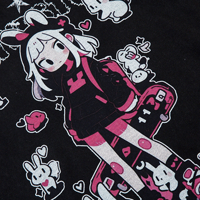 Anime Girl Print Short Sleeve Men And Women