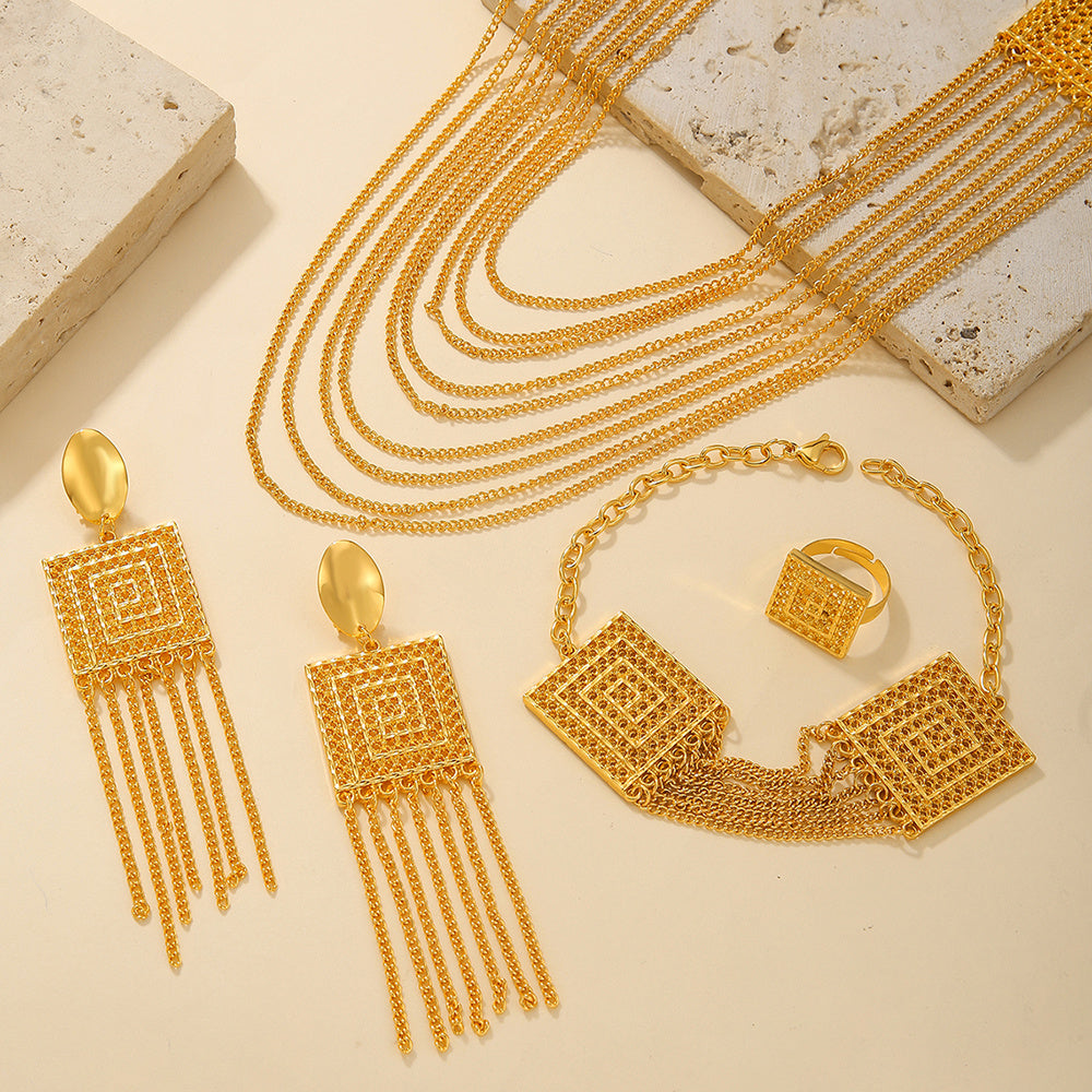 5pcs Fashion Ladies 18k Gold Plated Jewelry Set