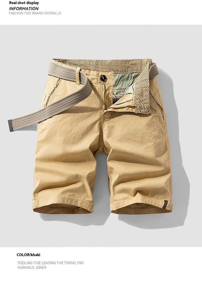 Hong Kong Style Loose Straight Men's Fifth Pants Summer