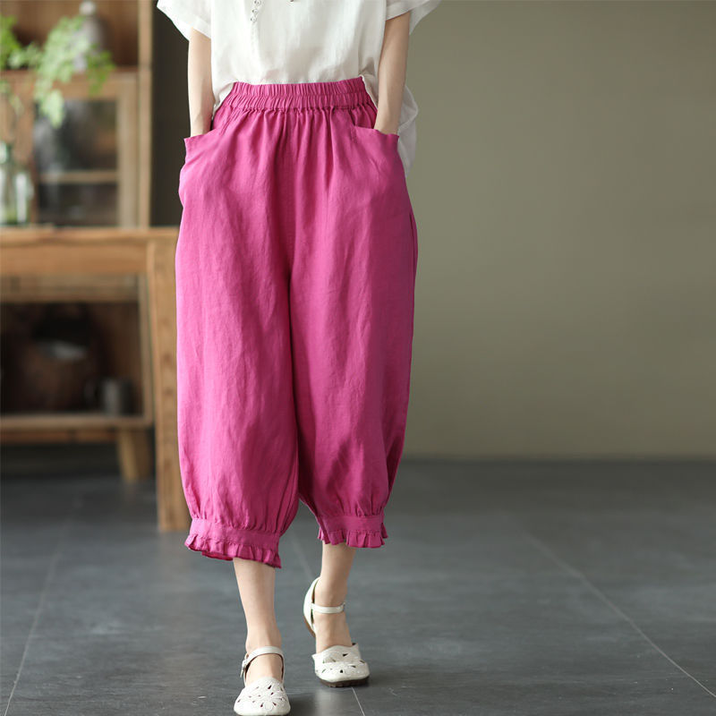 Sweet Artistic Lace Solid Color Women's Cropped Pants