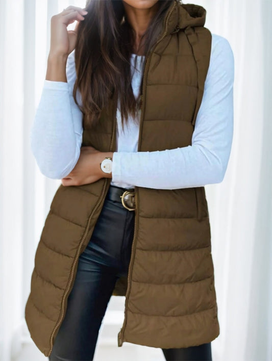 Women'S Elegant Hooded Puffer Vest