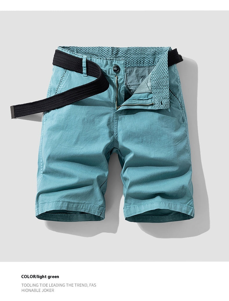 Hong Kong Style Loose Straight Men's Fifth Pants Summer