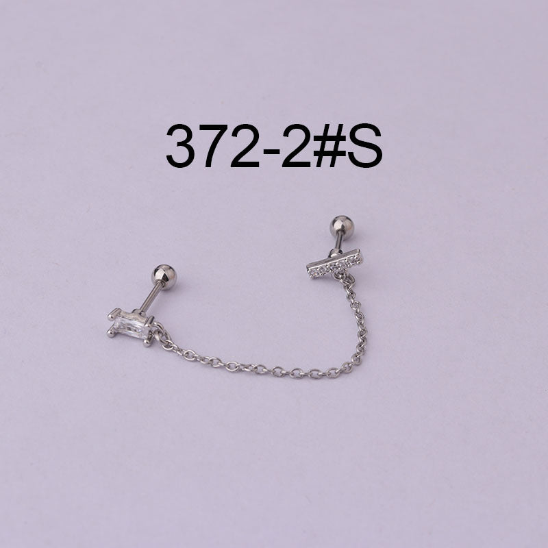 Thin Rod Stainless Steel Double Pierced Ear Bone Nails