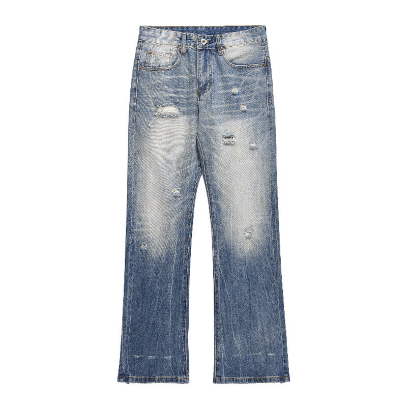 Gradient Water Washed Hole Jeans For Men