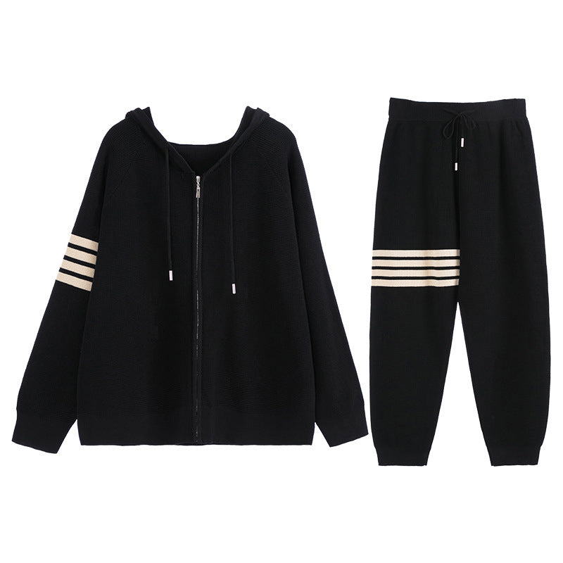Cardigan Jacket Wide-leg Pants Knit Suit