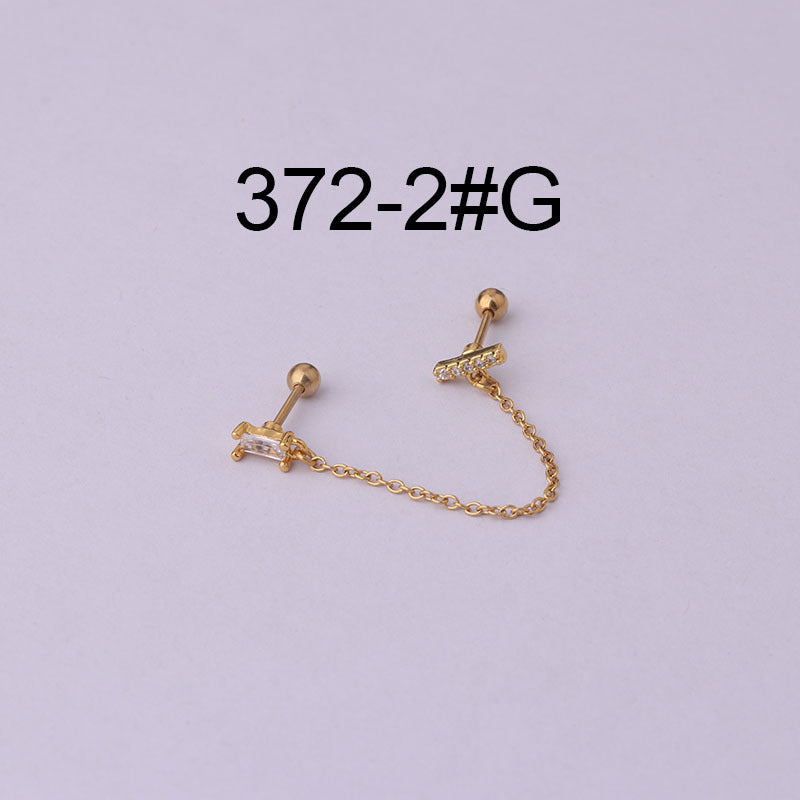 Thin Rod Stainless Steel Double Pierced Ear Bone Nails