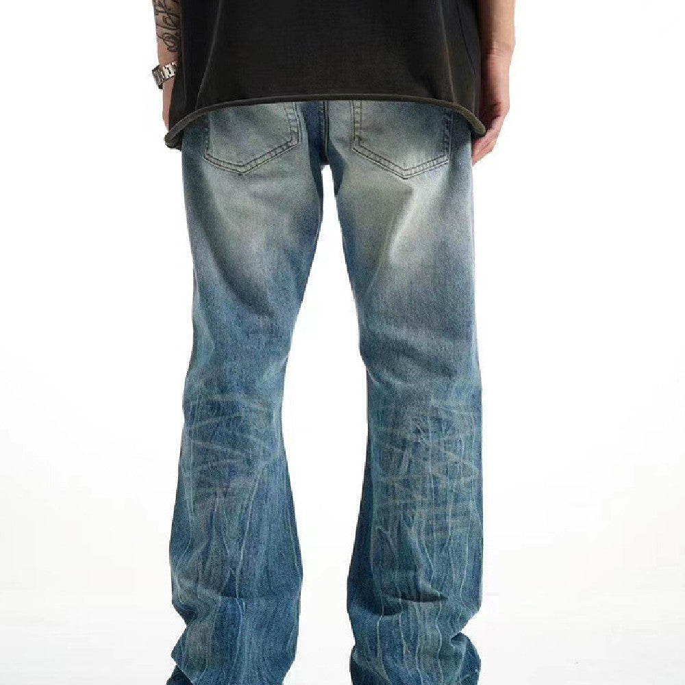 Gradient Water Washed Hole Jeans For Men