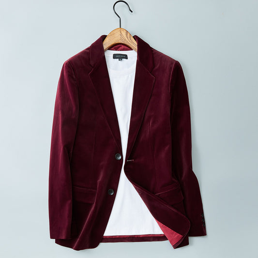 Slim-fit Lapel Velvet Jacket