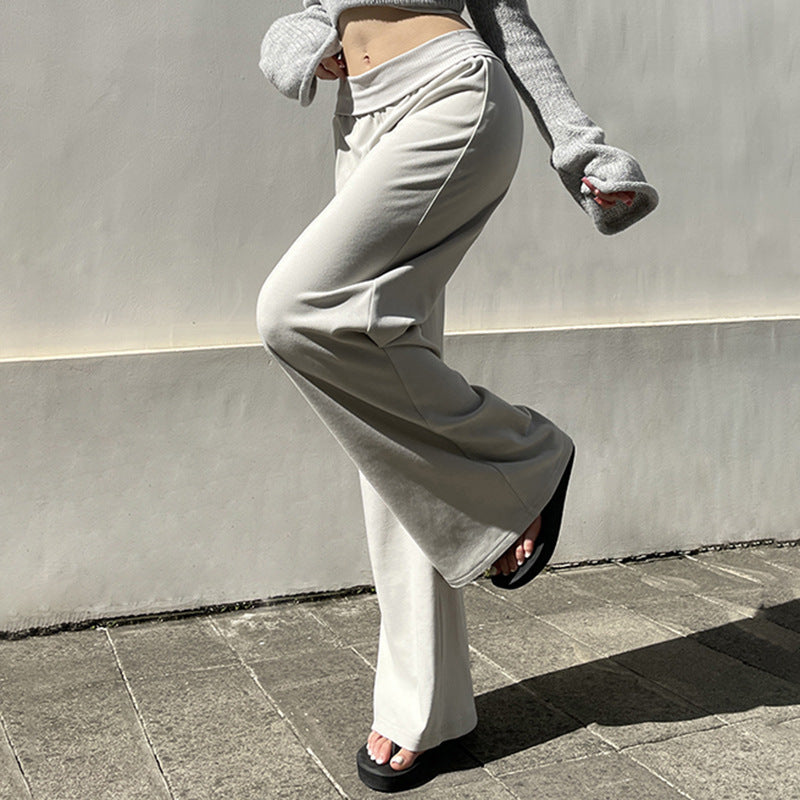 European And American Style Draping Effect Wide Leg Pants