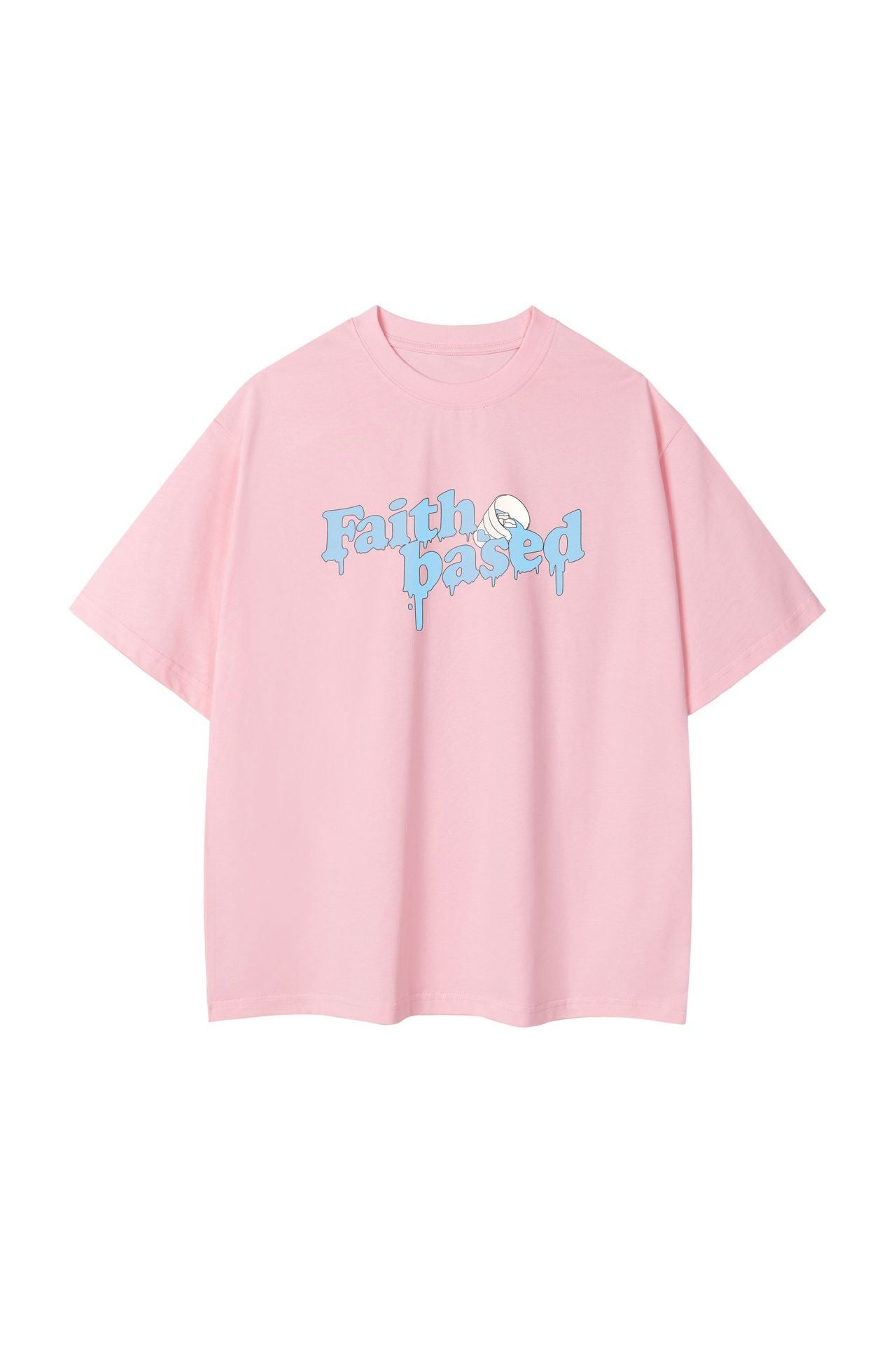 Creative Liquefied Letter Short Sleeve American Heavy Pure Cotton Loose T-shirt
