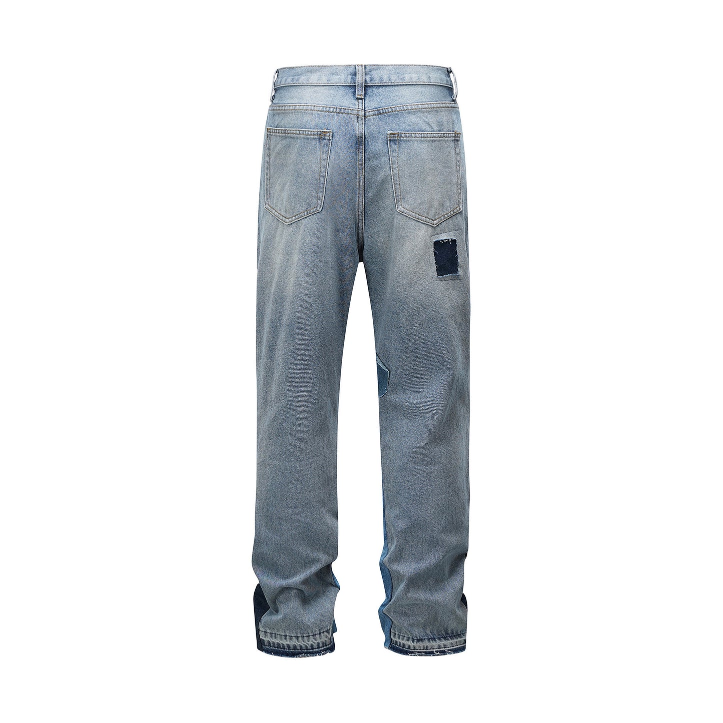 Bootleg Pants Type Gd Wind Split Stitching Patch Denim
