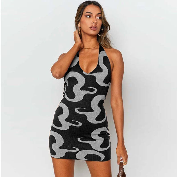 Sexy Bag Hip Print Dress