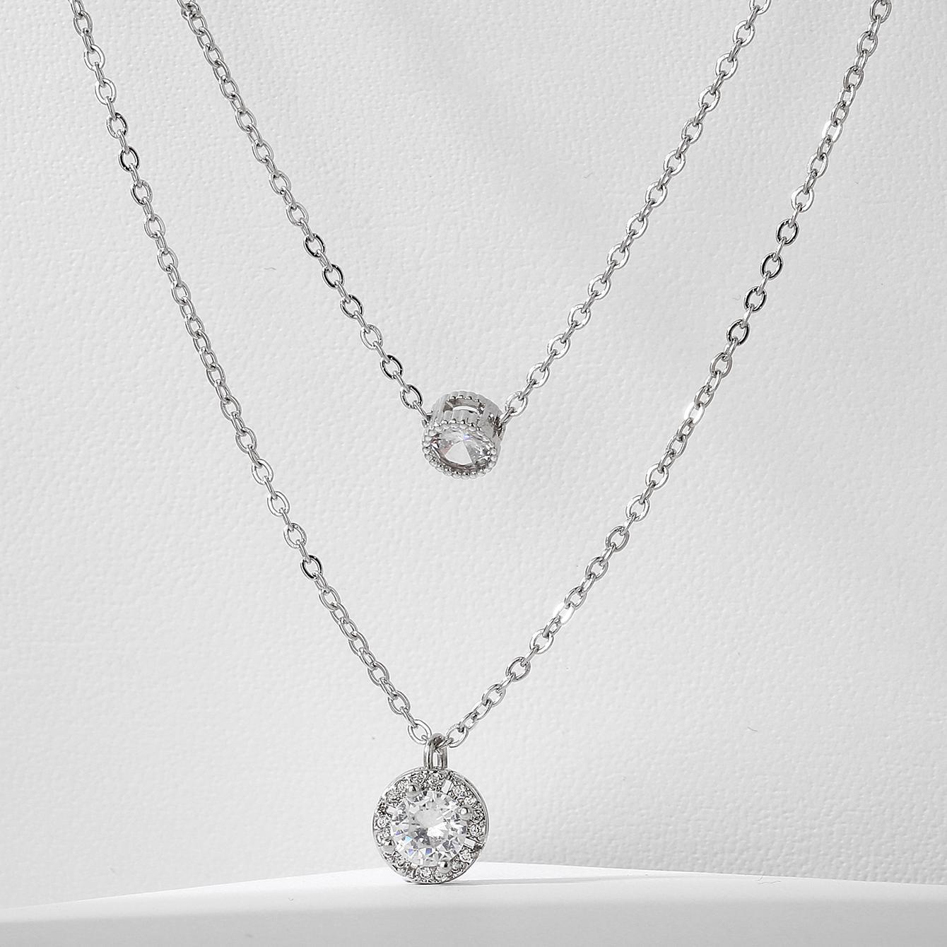 Sparkling Three-dimensional Zircon Pendant Necklace