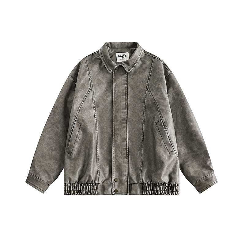 Retro Hong Kong Style Washed Distressed Jacket Men