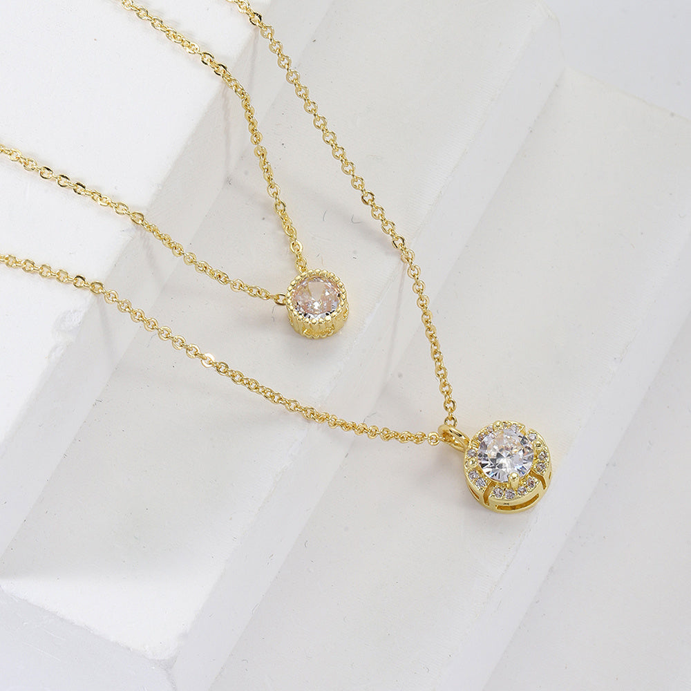 Sparkling Three-dimensional Zircon Pendant Necklace