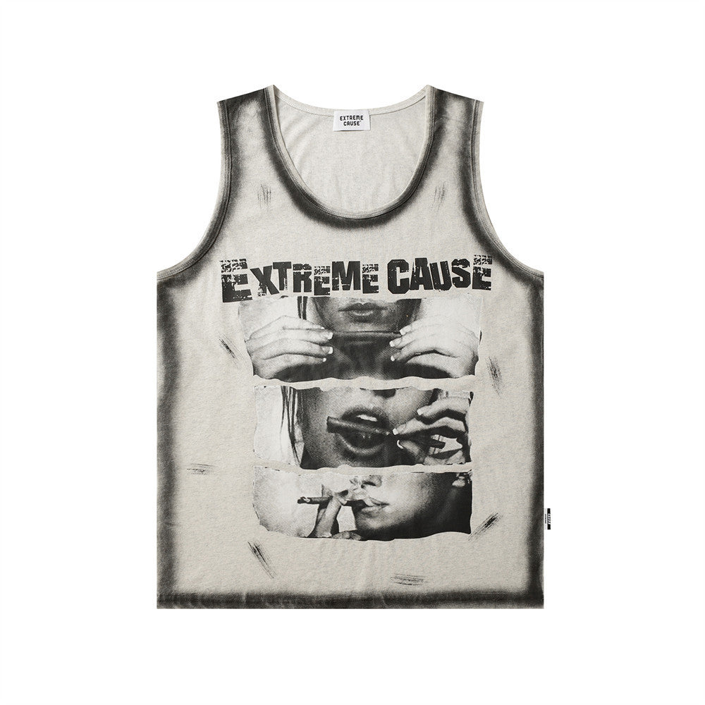 Punk Fashion Personalized Printing Casual Vest Men