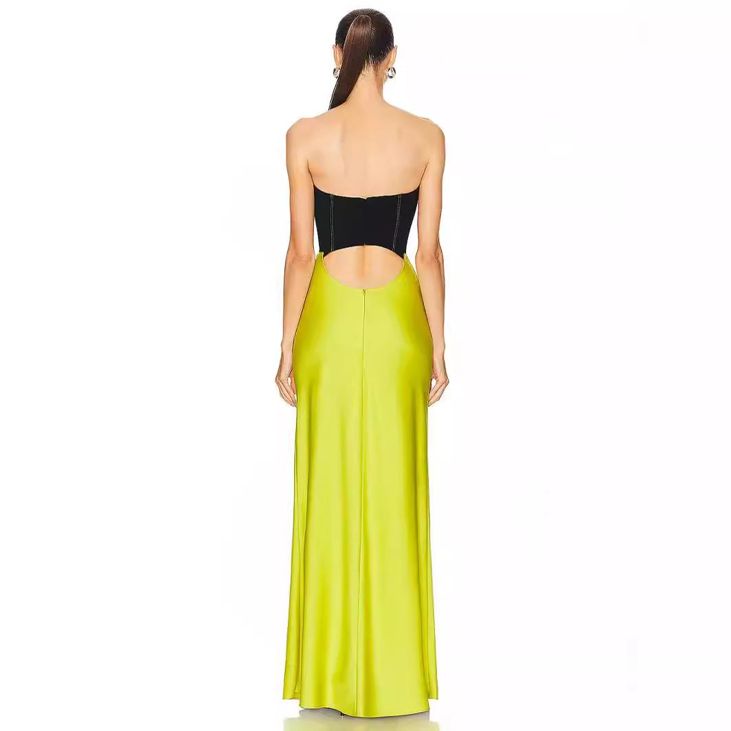 French Color Matching Pure Want Tube Top Dress