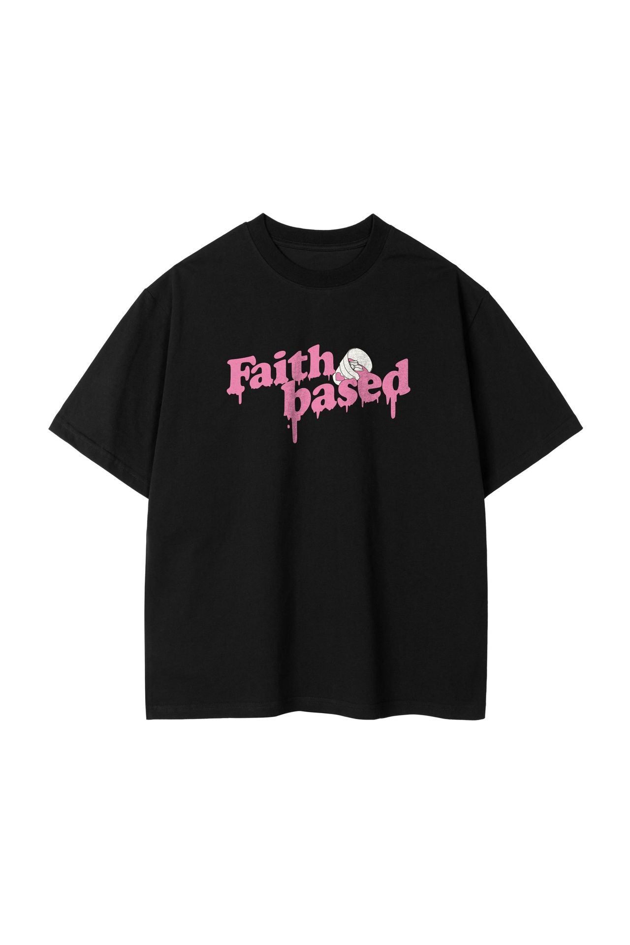 Creative Liquefied Letter Short Sleeve American Heavy Pure Cotton Loose T-shirt