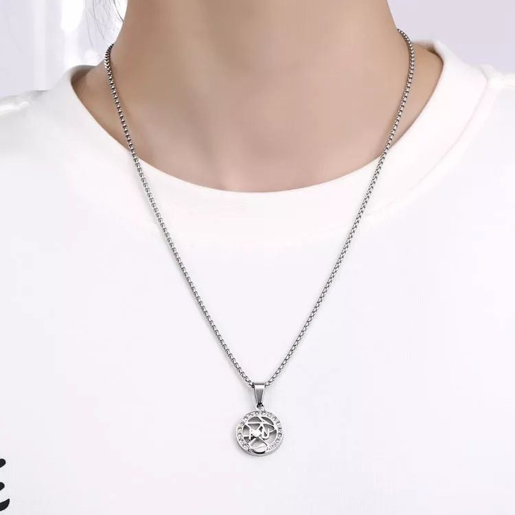 Sun Moon Stitching Hollow Sun Moon Necklace