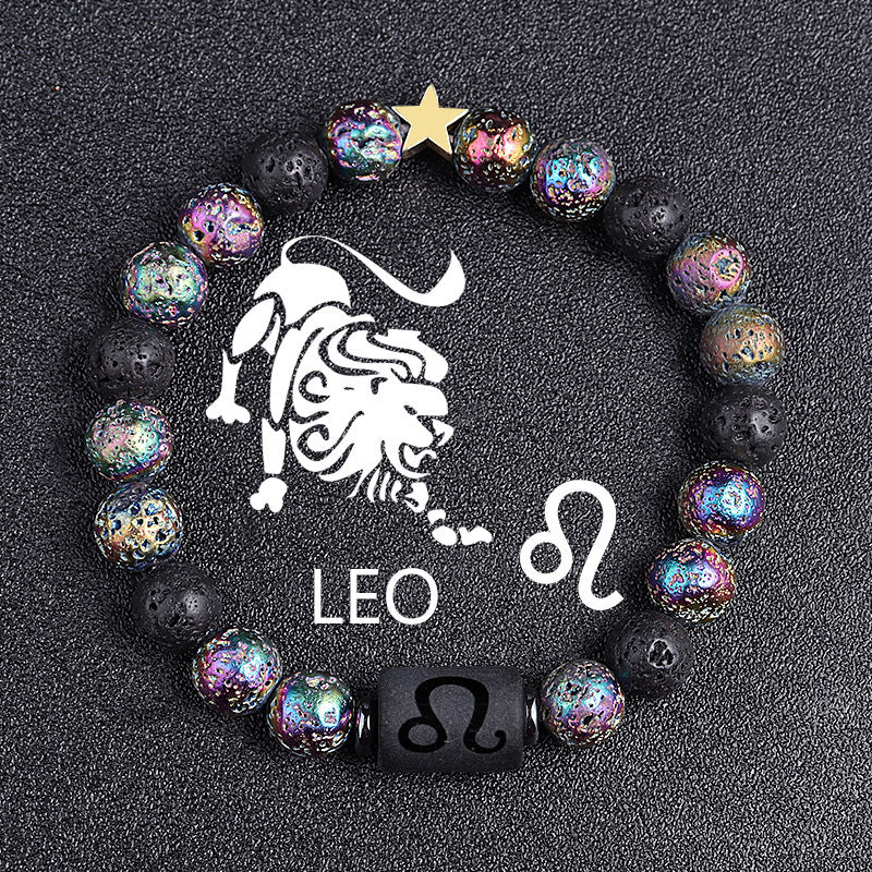 European And American Twelve Constellation Natural Stone Beaded Bracelet