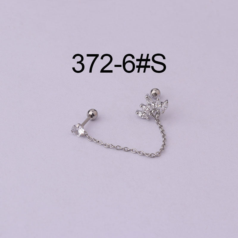 Thin Rod Stainless Steel Double Pierced Ear Bone Nails